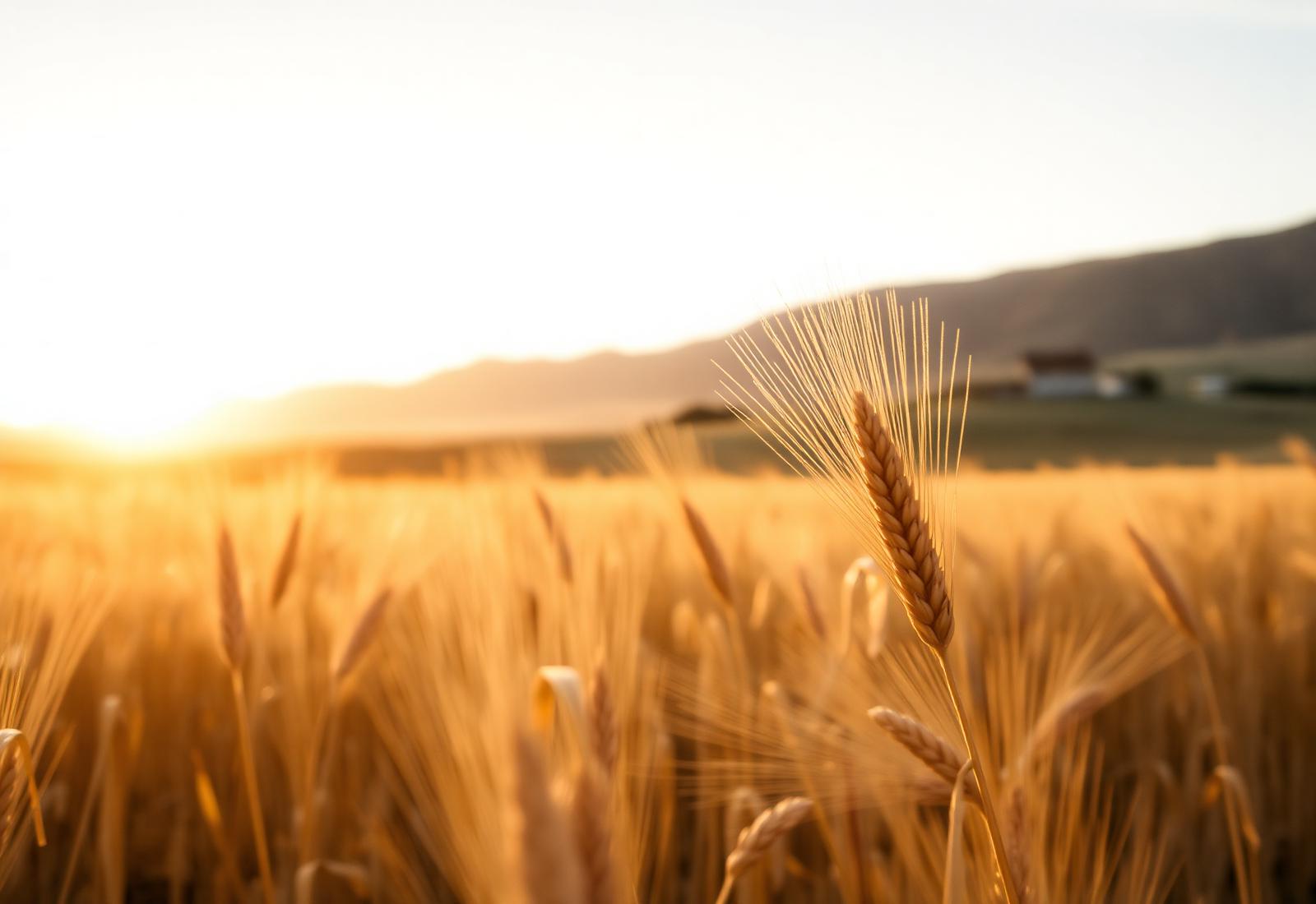 Campo di grano toscano al tramonto